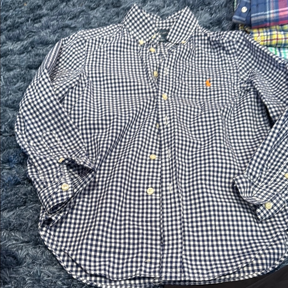 Boys Ralph Lauren size 8 Navy and White Checkered Button-Down Shirt